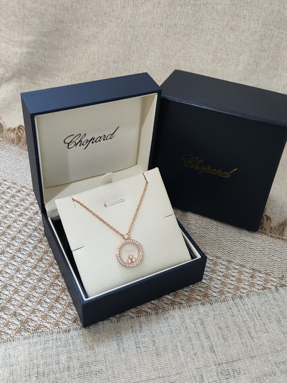 Chopard Happy Diamonds 18K Rose Gold Full-Diamond Necklace